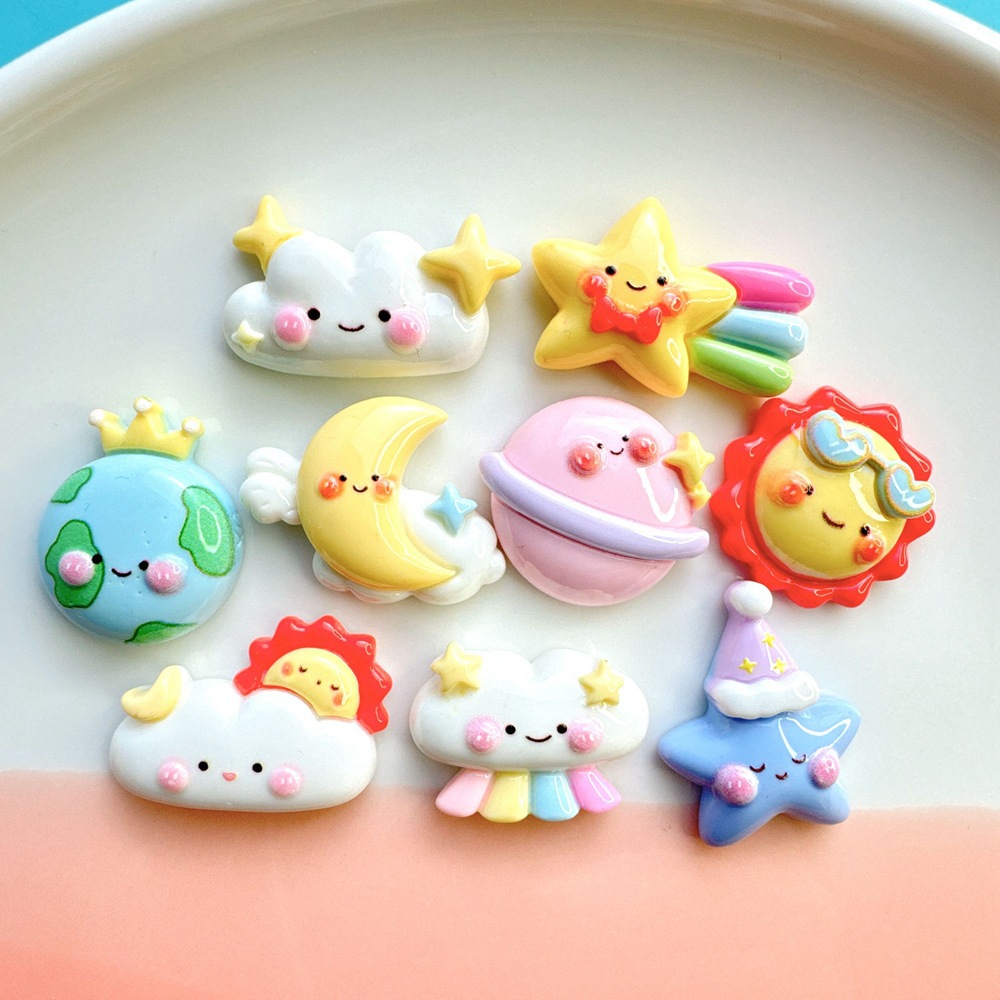 Space Series glossy resin small accessories, diy handcrafted hair clip accessories, hair accessories, shoe buckles, phone case accessories details Picture