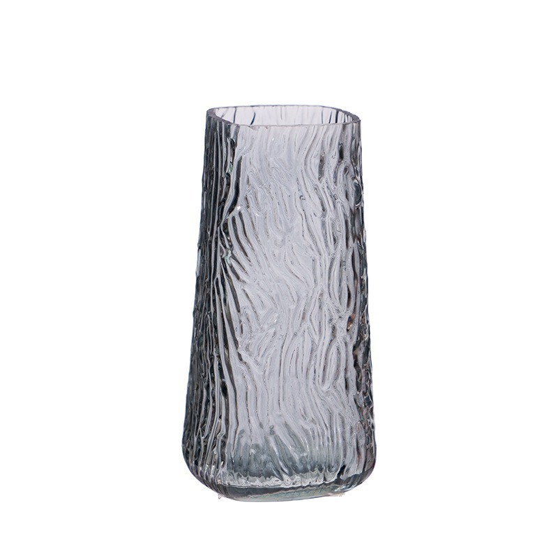 European-style glacier pattern InS-style transparent glass vase, hydroponic rose dried flower vase, fresh small-mouthed vase, living room decoration Item Picture