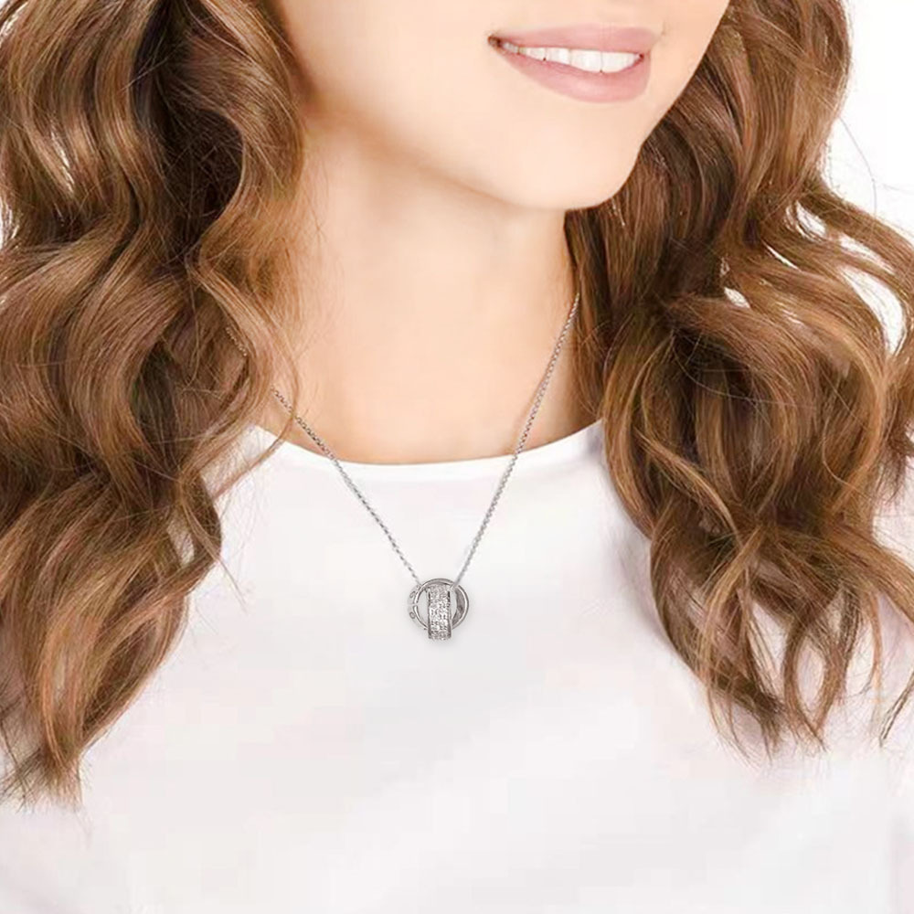 Wholesale titanium steel Roman double ring couple necklaces with a light luxury, niche, high-end and trendy look, versatile for women's commuting pendants Specification drawing