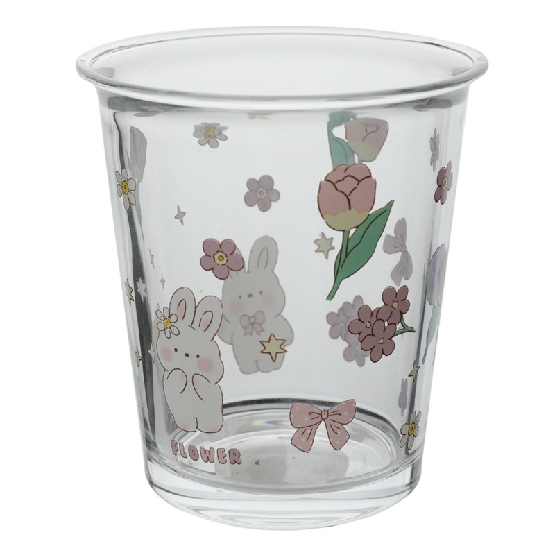 Bolimei cartoon glass cup, coffee cold brew cup, ladies' breakfast cup, tulip glass water cup, milk cup Item Picture