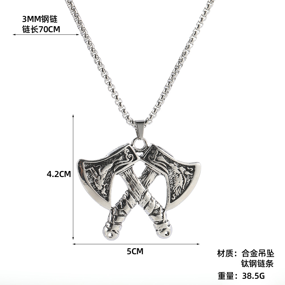 Wholesale of new European and American cross-shaped titanium steel necklaces, creative and individualistic hip-hop rose pendants, sweater chain hangers Item Picture