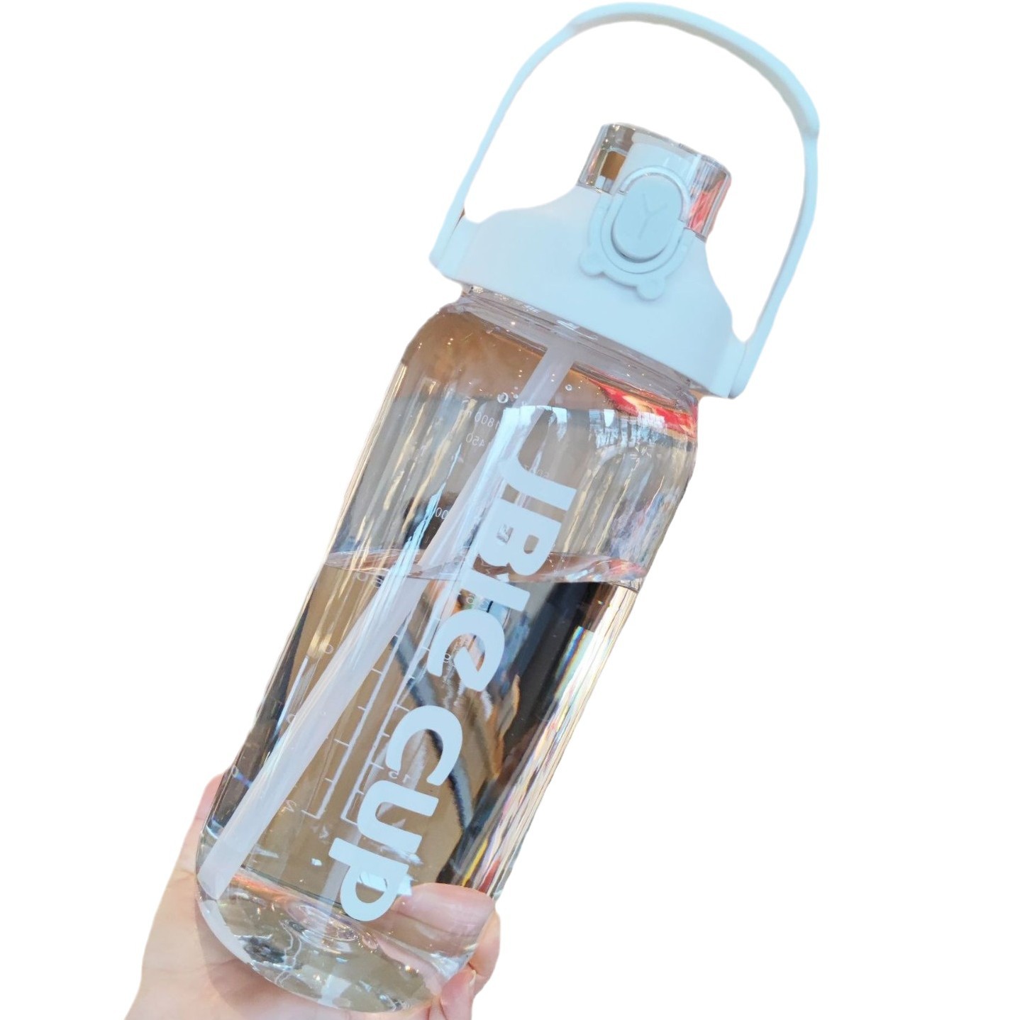 Wholesale straw direct drinking, double-drinking cups, water bottles, spouts, fitness and sports water bottles, large-capacity transparent water cups with handles Item Picture