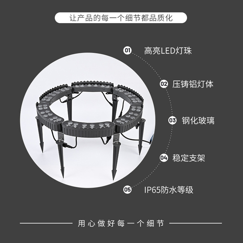 Anti-glare LED tree-hugging light, circular telescopic device, tree-hugging light, outdoor waterproof circular tree-illuminating light, spotlight, ground plug light Application Scenario