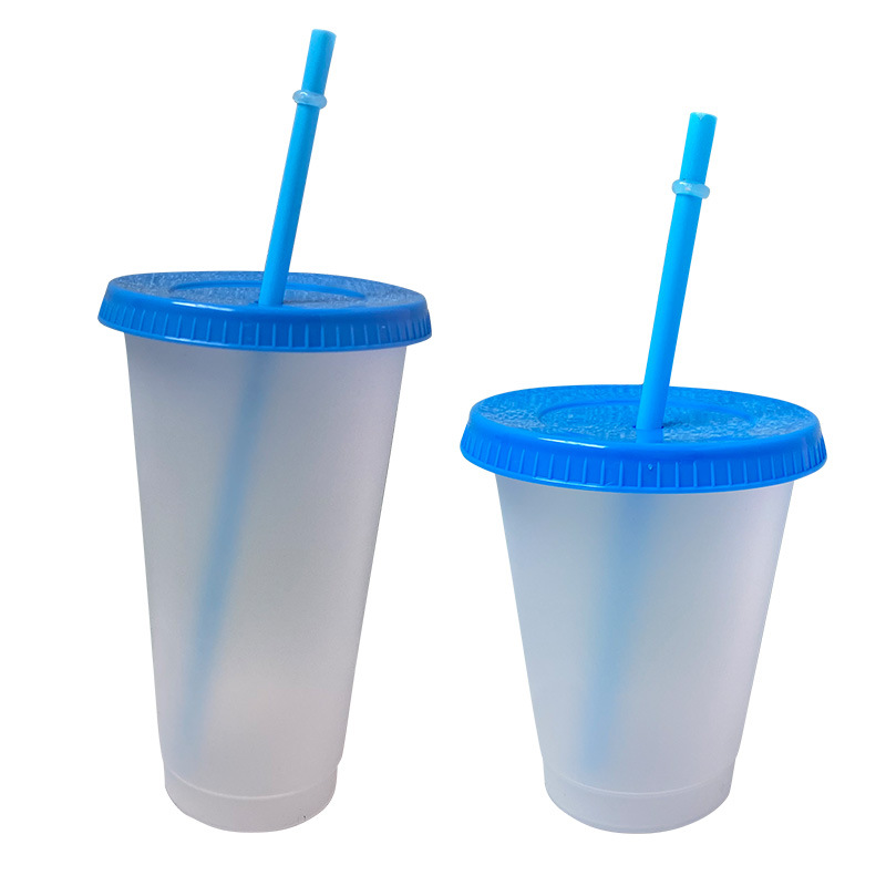 Large-capacity transparent pp plastic straw cups are available in multiple colors. Portable plastic cups support custom-woven factory wholesale Item Picture