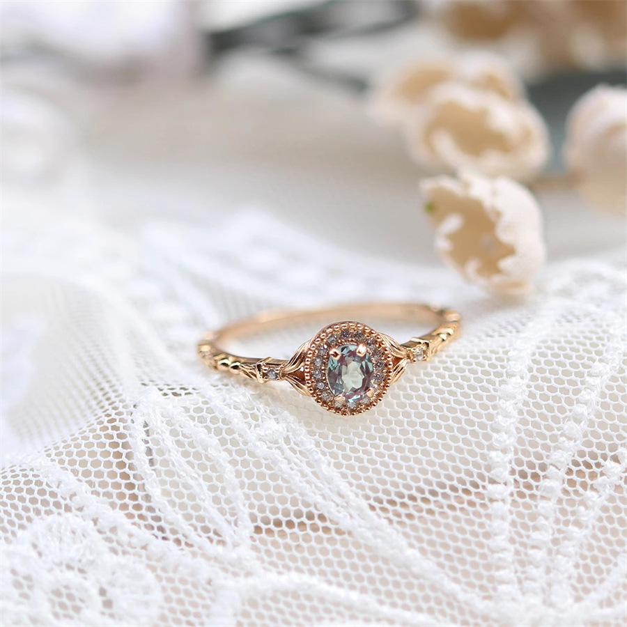 Alexander retro color-changing gemstone ring, women's light luxury high-end index finger ring, non-fading, versatile open ring full figure