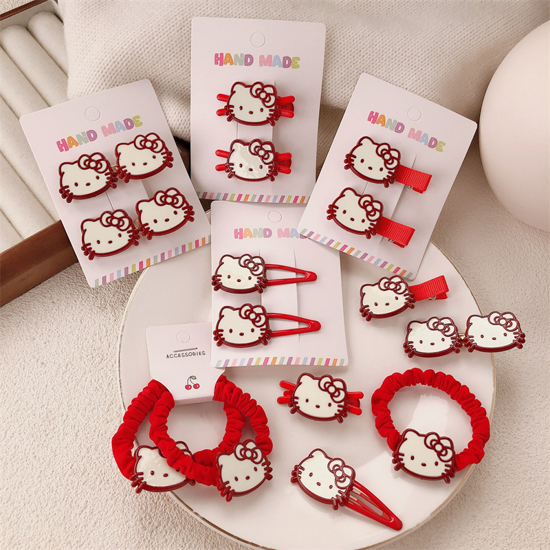 Cute cartoon cat hair clips, red cat hair accessories, children's hair accessories, side clips, bangs, hair clips wholesale details Picture