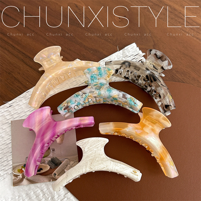 yd Korean acetic acid Shark Clip, france retro large scratch clip, high-end texture, back of the head hair clip Specification drawing