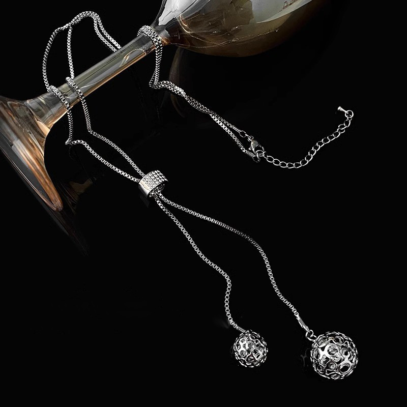 Linglong Dice, light luxury style, pull-out adjustable long necklace, women's autumn and winter style sweater chain, collarbone chain Specification drawing