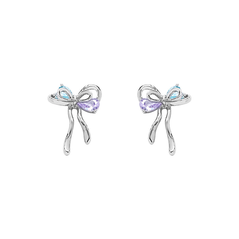 Original bow earrings, a cool and fashionable light luxury for women, 925 silver needle stud earrings, a minimalist and personalized accessory for hot girls Item Picture