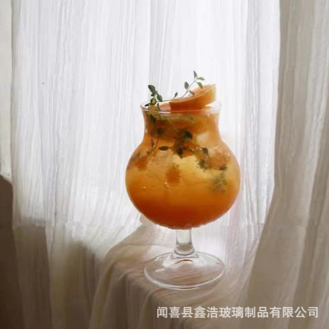 Spherical glass juice cups, sparkling water cups, ice cream drink cups, milk tea cups and cocktail cups of the same style as those on Korean ins Specification drawing