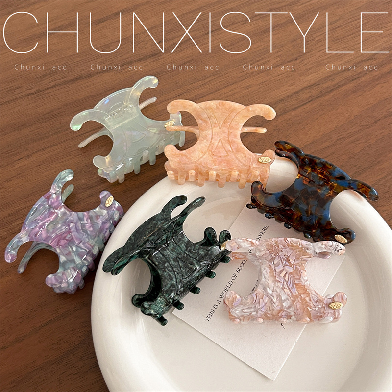 YD Star Acetic Acid Arc de Triomphe Gripper Summer New Style Back head updo Shark Cartilage Gripper with a unique texture Specification drawing