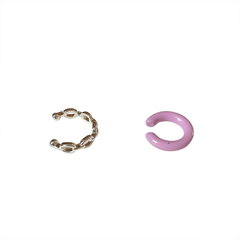 Purple C-shaped ear bone clip women's earrings 2025 new summer style: Simple and versatile, no ear holes for women Item Picture