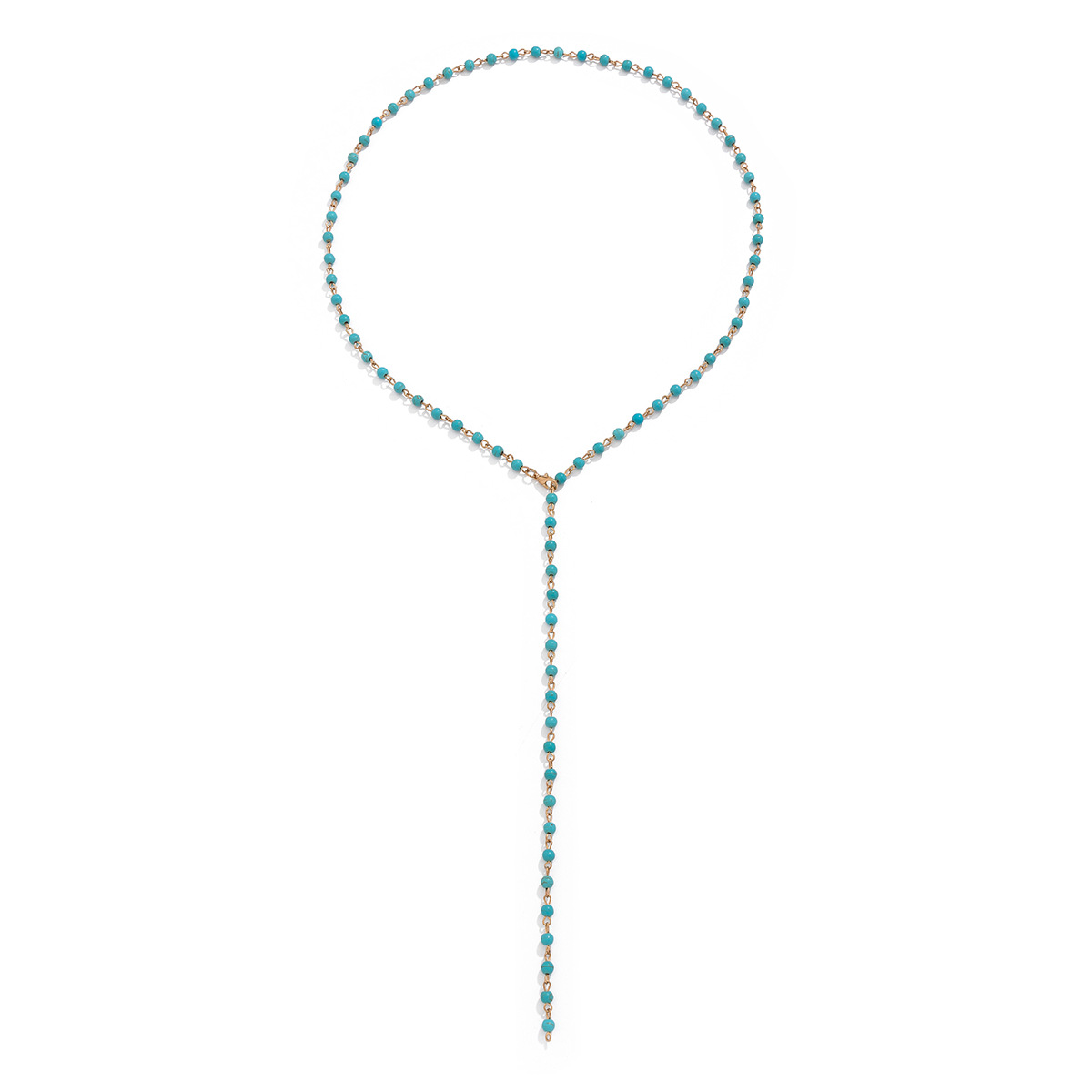 European and American cross-border jewelry, fashionable tassel Y-shaped chain necklace for women, simple multi-layer inlaid crystal collarbone chain Item Picture