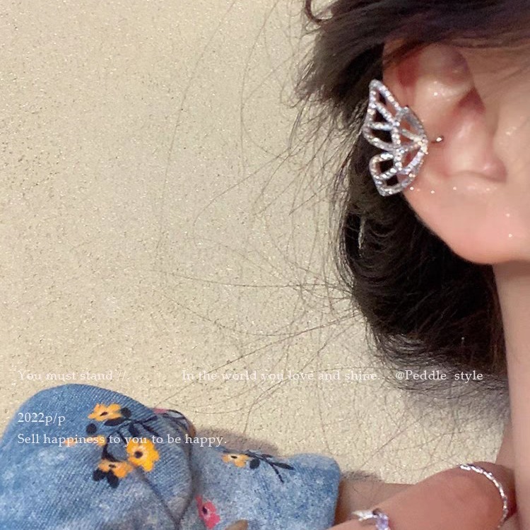 Super dazzling ~ Light luxury butterfly ear clips, new women's ear bone clips, niche design earrings, high-end earrings Specification drawing
