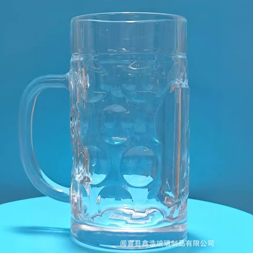 Large 1-liter beer mug, Hero cup manufacturer, 1000ML draft beer cup, crystal glass cup, with the cup LOGO printed Specification drawing