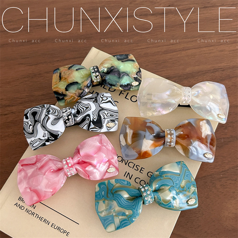 YD Monet Impression light acetate board bow parallel clip, ponytail horizontal clip, one-half hair top clip, spring clip full figure