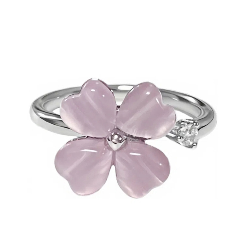 The pink enamel sweet bow heart-shaped geometric ring with a niche design sense is a fashionable, personalized and versatile ring trend for women Item Picture