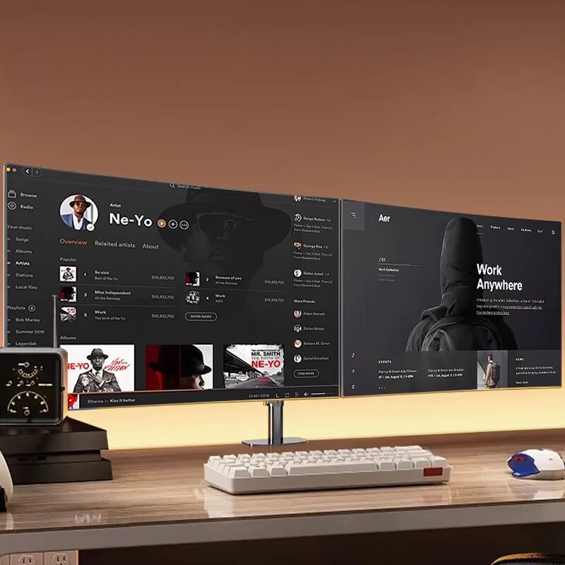 Dual-screen monitor stand, left and right up and down, multi-screen laptop height-increasing stand, no need for drilling, one drag two bases Application Scenario