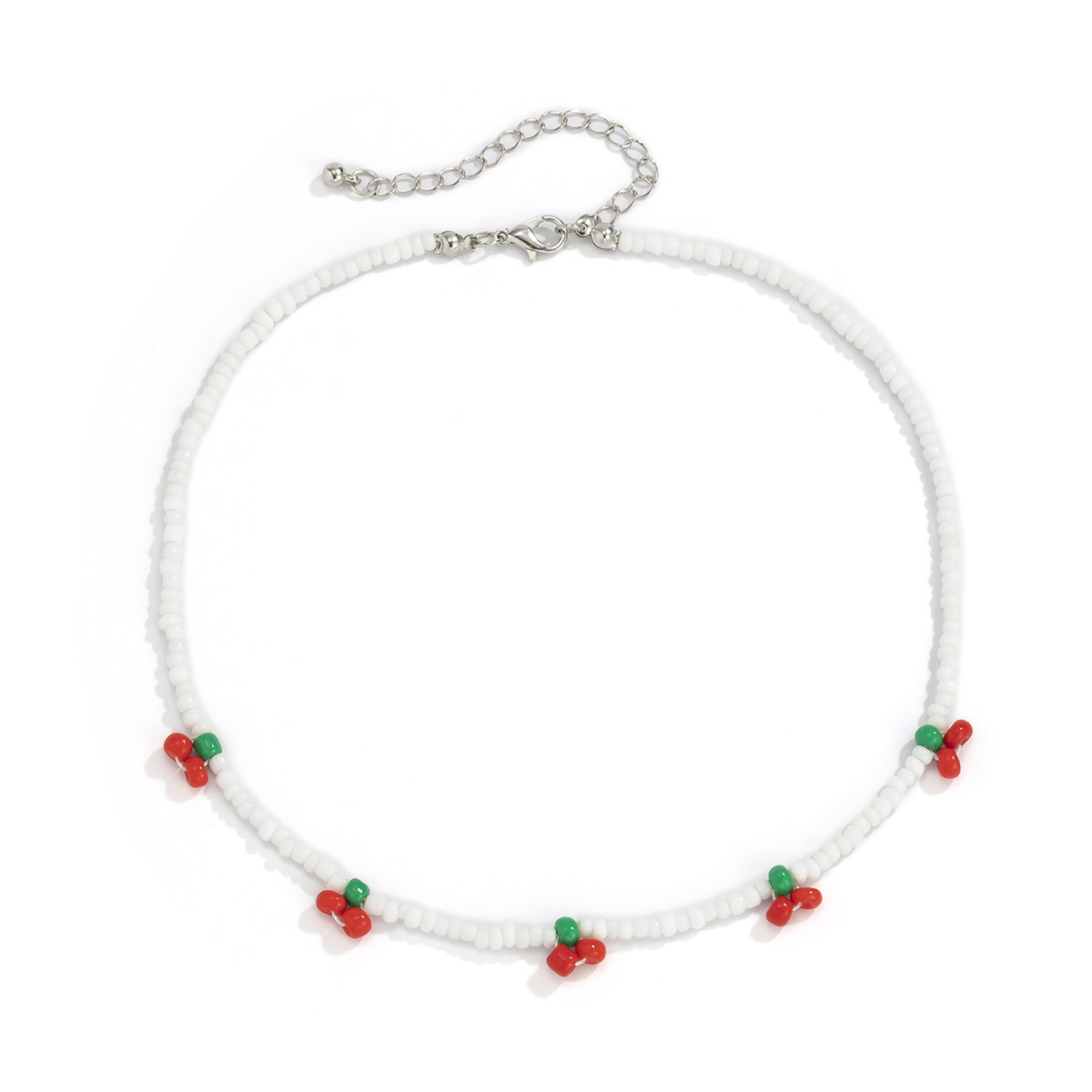 Fashionable and simple style colorful beaded sweet collarbone chain necklace, European and American ethnic retro rice bead bracelet and ankle chain Item Picture