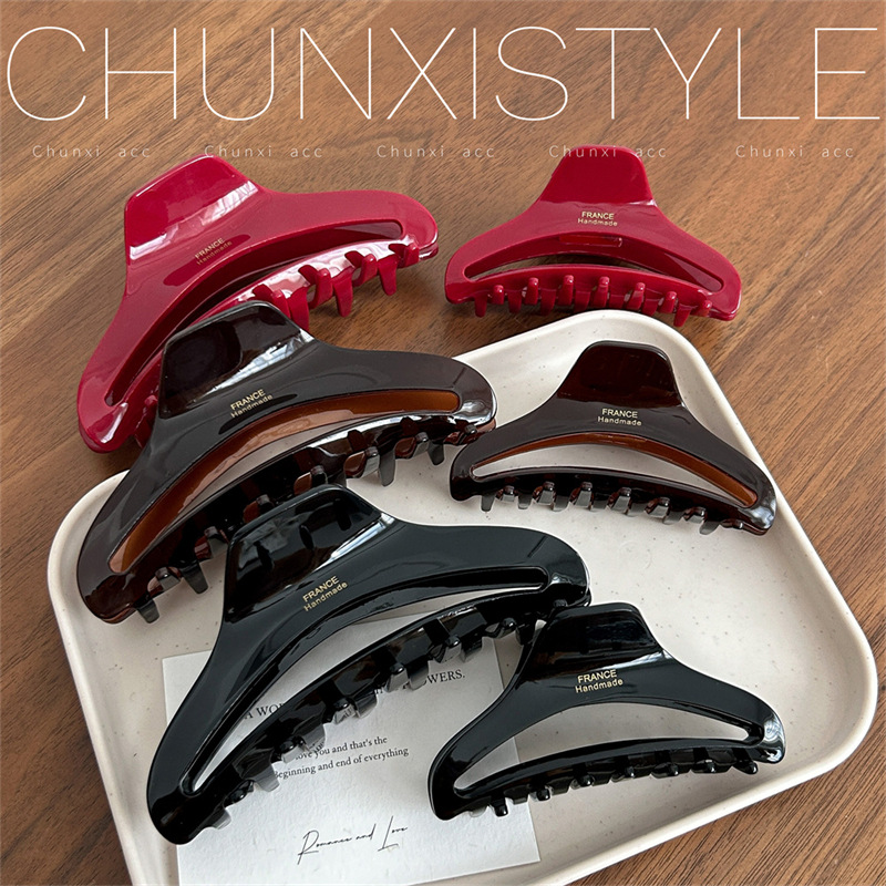 Korean ins arc-shaped high-end hairpin grab acetate 2024 new France shark hairpin grab hair accessory with cutout full figure