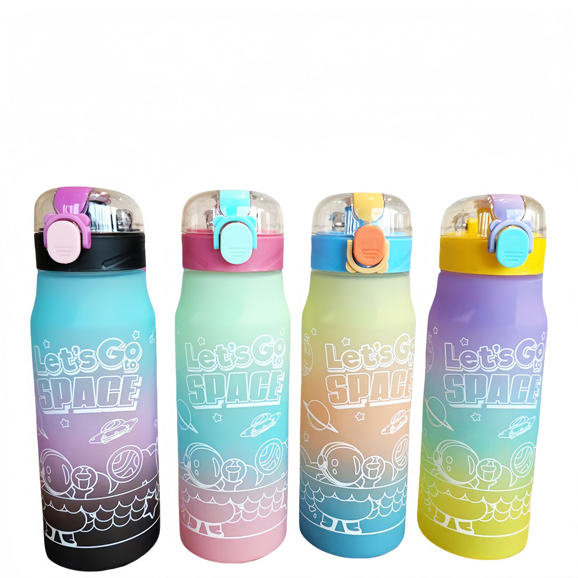 New portable water cup for direct drinking, featuring an astronaut jumping cap and a creative frosted outdoor sports design with a gradient Item Picture