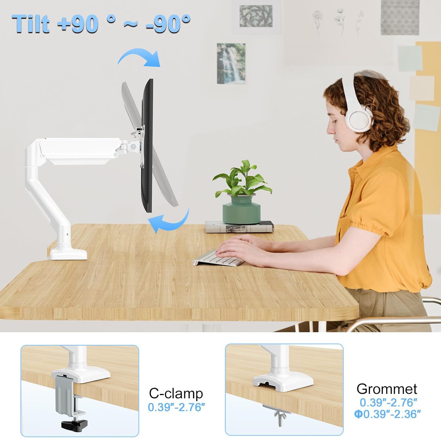 Factory direct supply of white computer monitor stand arm, rotating telescopic desktop base, desktop stand wholesale Application Scenario