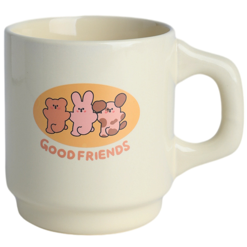 2024 New InS-style student cartoon ceramic mugs, breakfast milk cups, couple coffee cups, gift water cups Item Picture