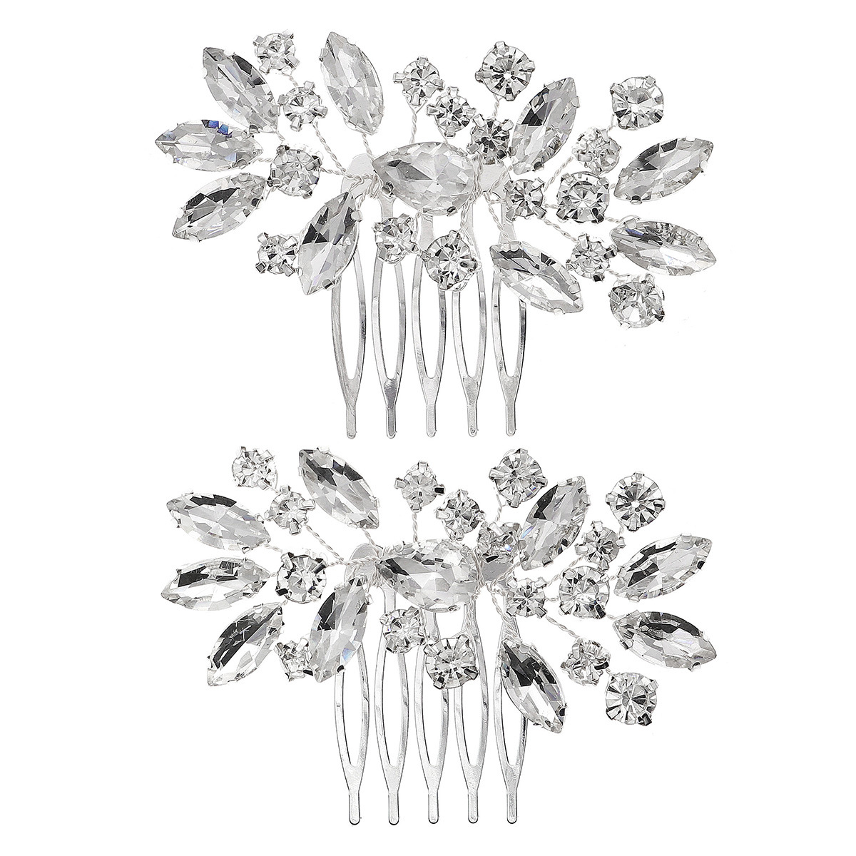 European-style new hair accessory with full diamonds, bride's hair accessory, studio decoration, upside-down comb set, updo hair accessory Item Picture