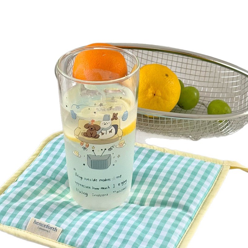 Self-made snowman glass cup, high borosilicate glass Ins-style juice cup, girl's favorite cup, sofa snowman cup Item Picture