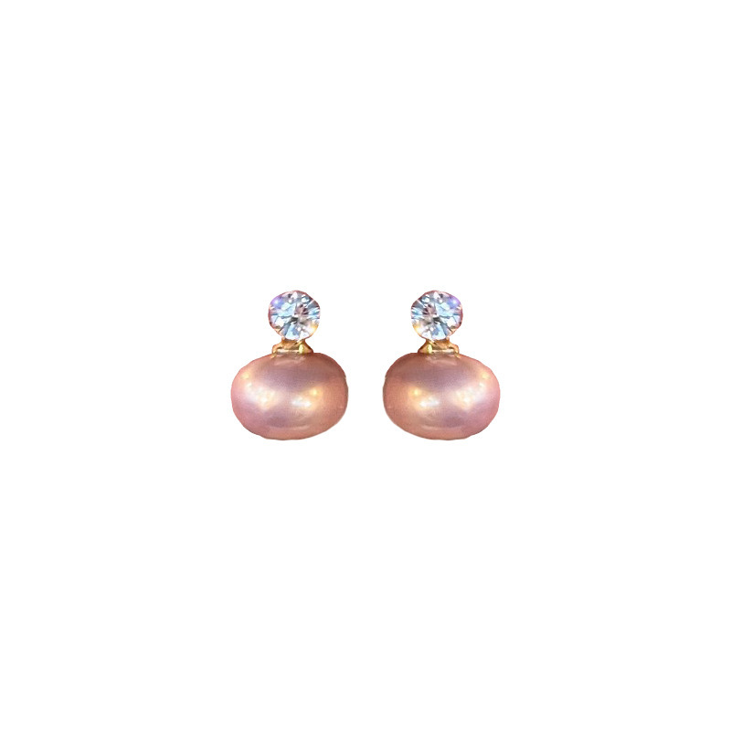 High-end French elegance, sparkling diamond pearl stud earrings for women, 2024 new bestseller, light luxury earrings, simple and versatile earrings Item Picture