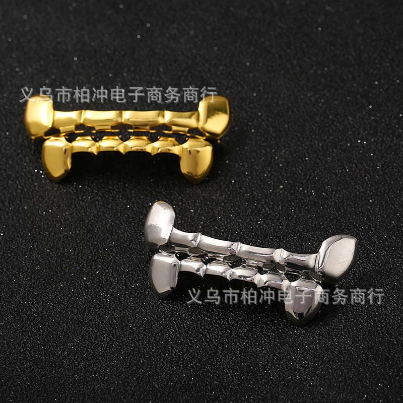 European and American hip-hop trend simple and hot-selling Hiphop hip-hop decoration clown fangs teeth grills silver-plated braces full figure