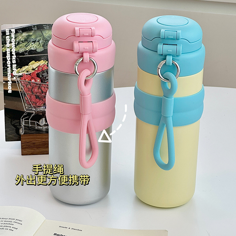 Original female high appearance level straw insulated cup portable double-drinking stainless steel water cup travel coffee cup custom-made Specification drawing