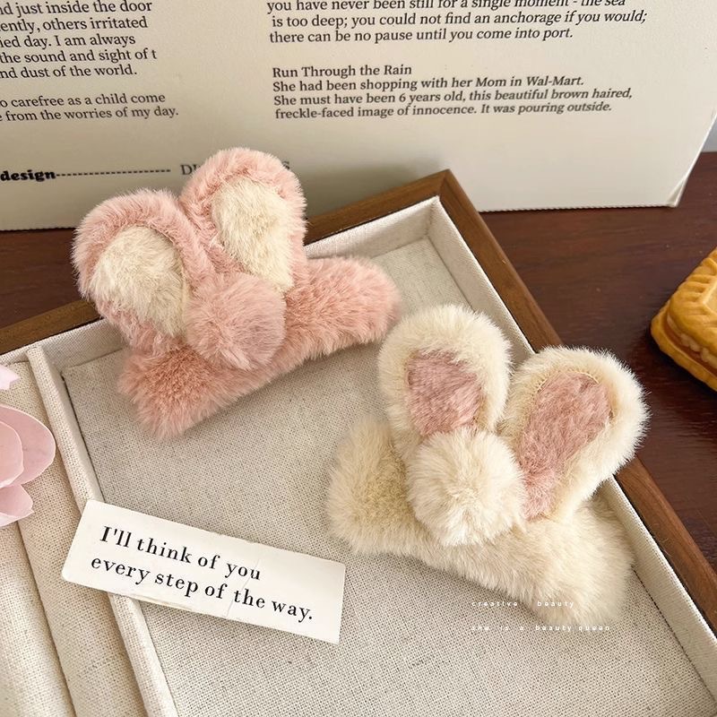 Super cute little rabbit hair clips, female furry rabbit ear side bangs clips, bb clips, furry hair clips, side hair clips, hair accessories details Picture