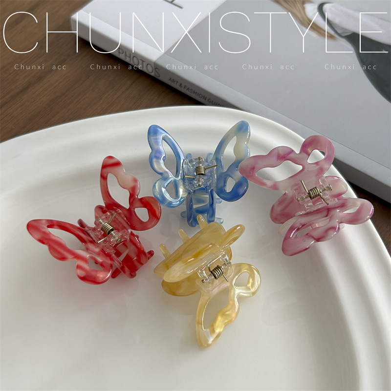 Textured acetic acid butterfly clip, semi-tied hair clip, back of the head clip, headwear, hair clip, gentle and elegant, shark clip for women details Picture