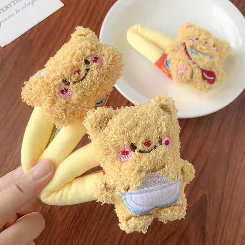 Cartoon plush butter bear hairpin, new princess side clip, large BB headpiece, hairpin, hair clipper, makeup clip full figure