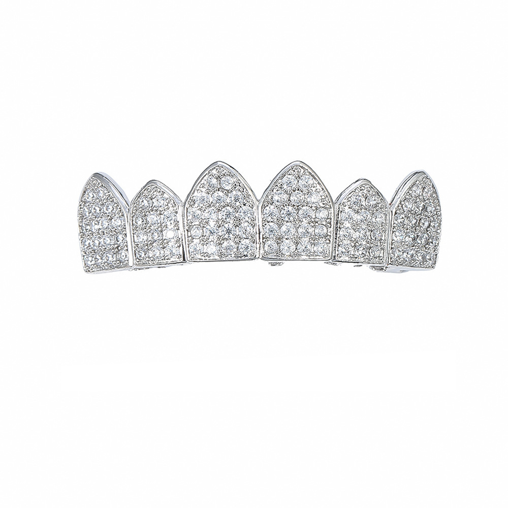 Hip-hop braces with copper inlays and zircon, rapper dentures and zircon teeth, street dance decorations are selling well details Picture