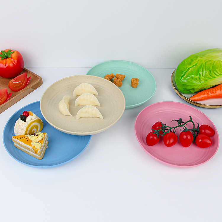 Wheat straw 20cm dinner plates, Amazon plates, round plates, vegetable plates, anti-drop and durable fruit plates, cross-border manufacturer wholesale Application Scenario