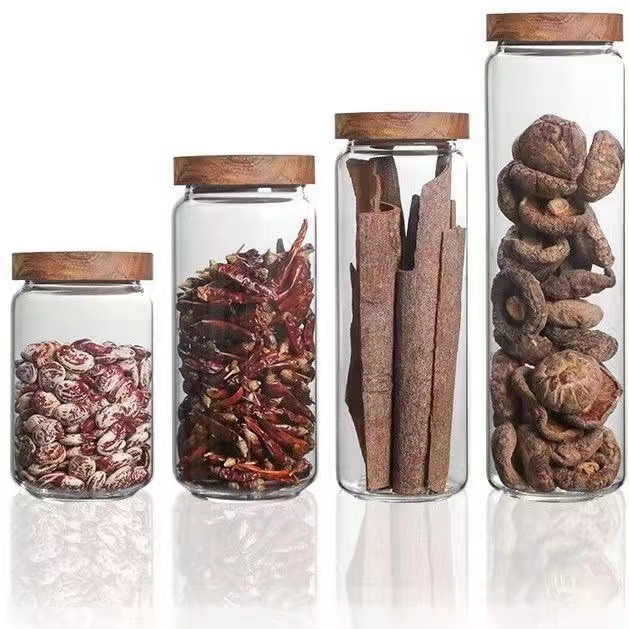 Household kitchen transparent glass jar, food-grade grain flower tea, coffee and tea can, sealed storage jar, glass jar Item Picture