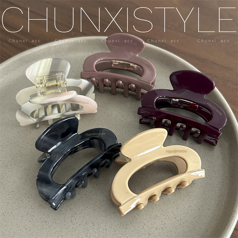 High-end acetate hairpin for women 2023 new style, small hairpin at the back of the head, shark clip, semi-tied hair accessory details Picture