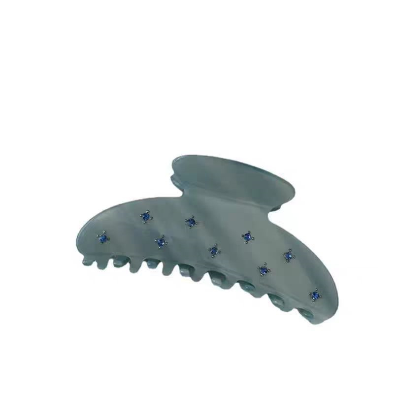 Korean high-end spring and summer acetate exquisite diamond-encrusted dazzling blue-green shark clip, shark grab, hair grab, children's clip Item Picture