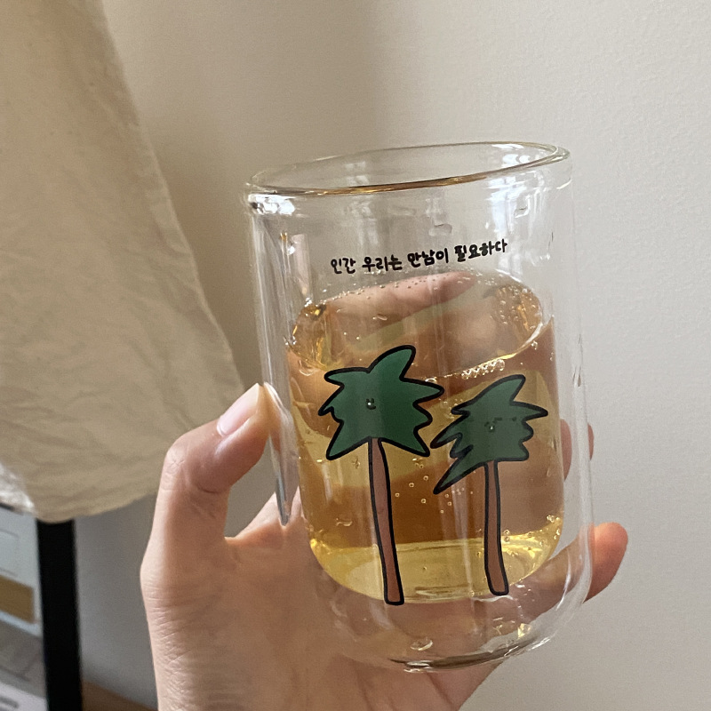 A niche double-layer high borosilicate coconut tree glass cup that can withstand high temperatures Application Scenario