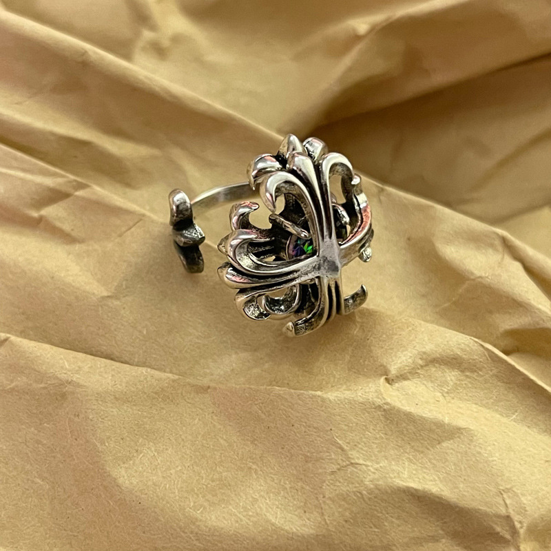 Hip-hop aged cross black zircon inlaid open ring, trendy and niche design, high-end and personalized ring Application Scenario