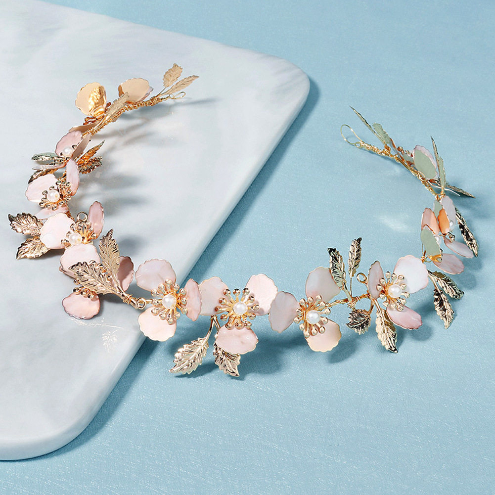 Ancient-style Hanfu headwear, handcrafted flower hair bands, wedding gowns and evening gowns, pearl hair accessories, high-end bridal accessories details Picture