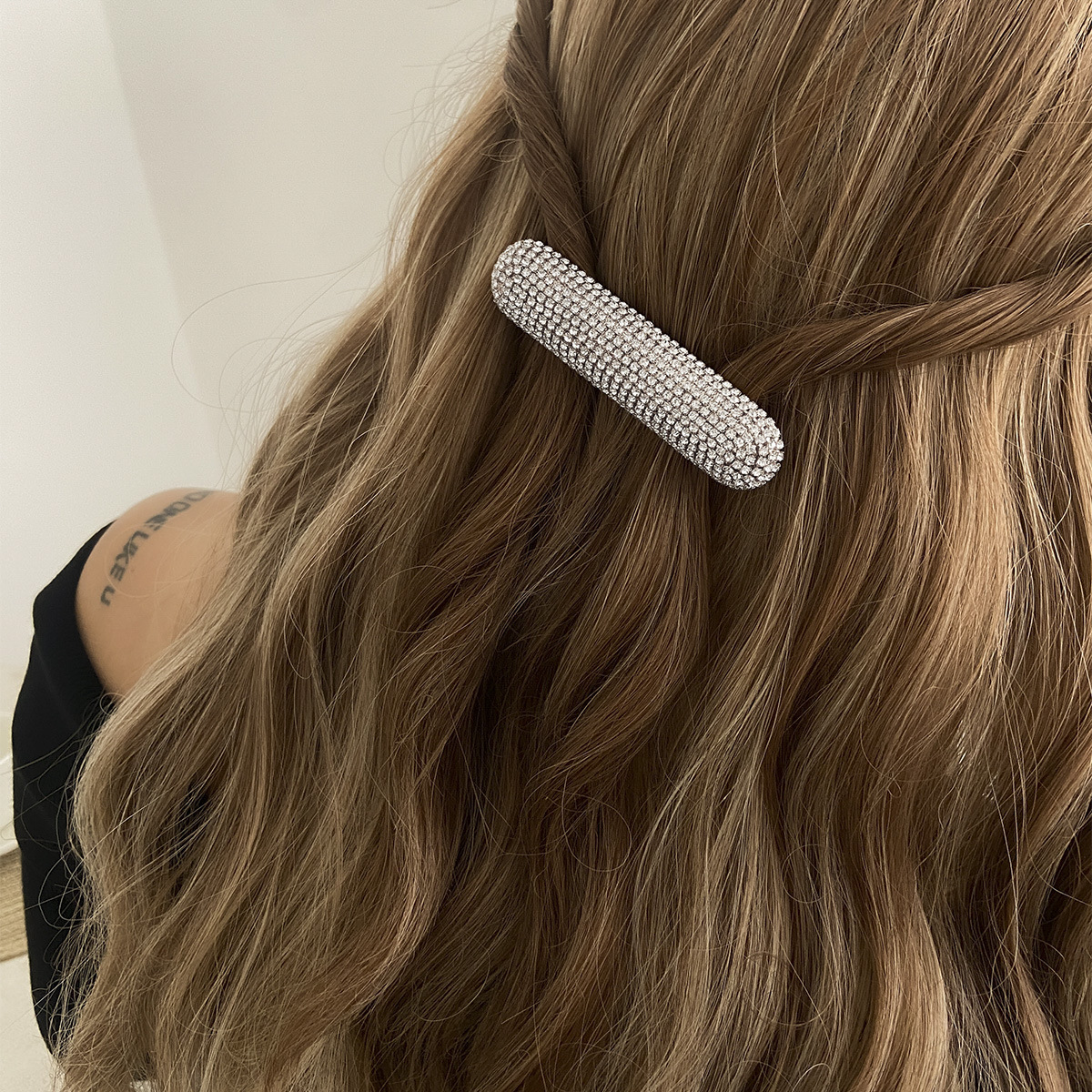 European and American cross-border jewelry, light luxury style, high-end feel, full diamond spring clip hair accessory, 2025 new style, elegant diamond-encrusted hair clip full figure
