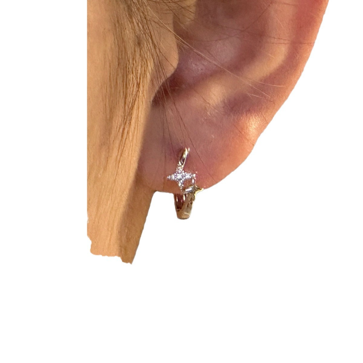 Four-pointed star diamond-encrusted ear rings s925 silver needle 2025 new niche design earrings Layered ear buckle earrings for women Item Picture