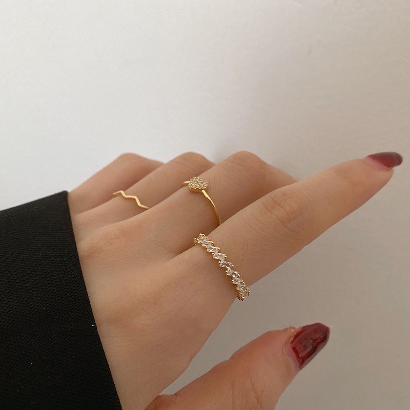 Exquisite zircon heart-shaped opening ring for women, fashionable and individualistic on Instagram, cold style, niche and high-end, adjustable ring details Picture