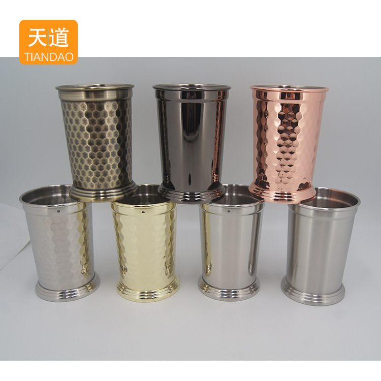 Stainless steel cocktail cups with rolled edges, mint, Zhu Lipu, step cups, bars, KTVS, metal cold drinks, beer and juice cups full figure