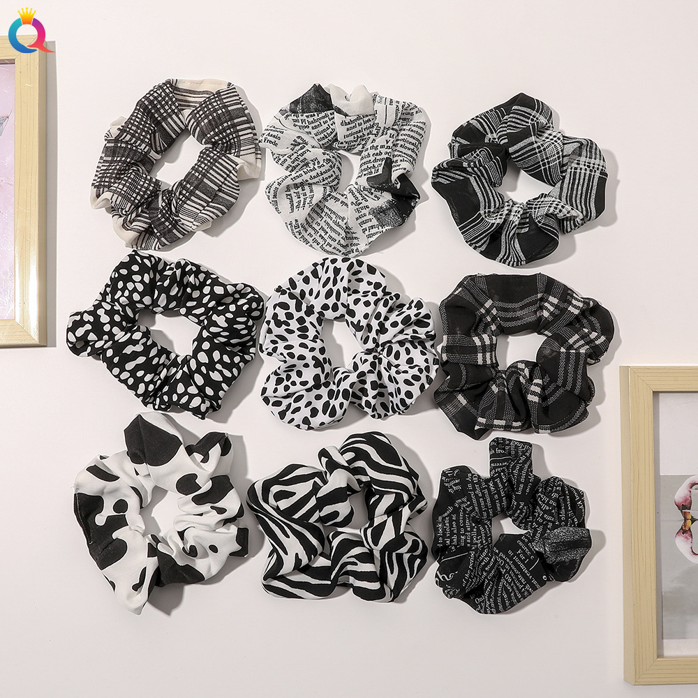 Qiyue Korean version Large Intestine hair band, unique and elegant, cow, zebra, leopard print headband, ponytail, hair tie, hair accessory for women full figure