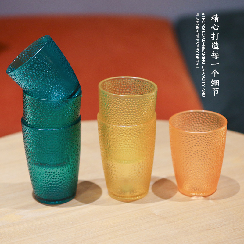 Transparent plastic beverage cups, PC acrylic polka dot cups, bar and restaurant water cups, wine glasses, colored thickened mouthwash cups Specification drawing