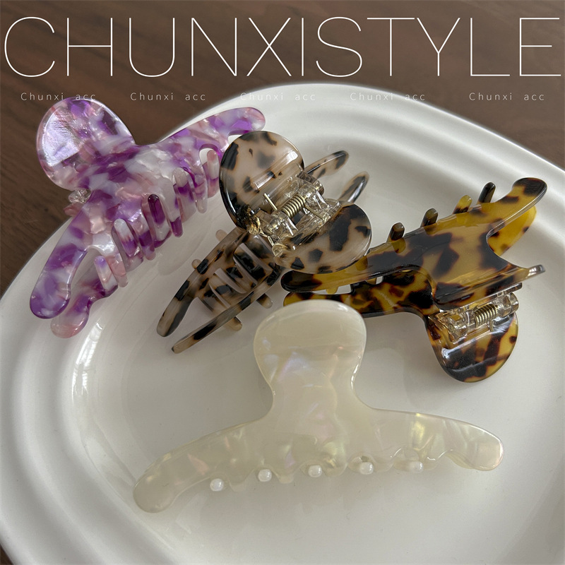 Korean shell-patterned acetate hair clips for women's back of the head, small hair clips, simple hair accessories, elegant clips, ins headwear Application Scenario